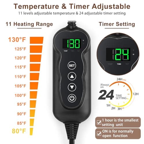 MIXJOY Heated Cat Bed, 11 Adjustable Temperature Cat Heating Pad Indoor with Timer, Pet Heating Pads for Cats Dogs, Electric Dog Heating Pad with Washable Cover, Heated Pet bed-18''x16'', Small