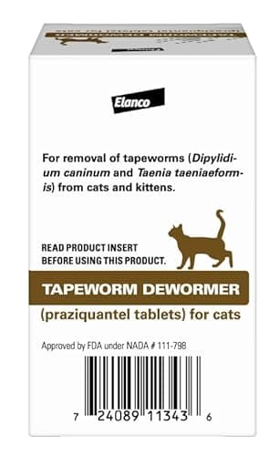 Elanco Tapeworm Dewormer (praziquantel tablets) for Cats and Kittens 6 Weeks and Older, 3-count