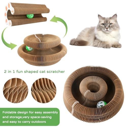 Goosheep 1 Pack Kitty Curls Interactive Cat Toys for Indoor Cats, Magic Organ Cat Scratching Post, Cardboard Cat Scratcher Pad Ball Scratcher Board