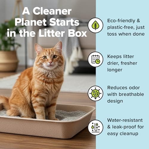 Kitty Sift Disposable Cat Litter Box Large, 6 Count, Durable Portable for Travel and Home, Eco-Friendly Disposable Litter Box Controls Odor