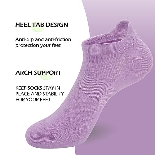 SERISIMPLE Women Ultra Thin Socks Viscose Bamboo Low Cut No Show Ventilating Low Ankle Anti Odor Arch Support Mesh Socks 5 Pairs (l, Taro purple)
