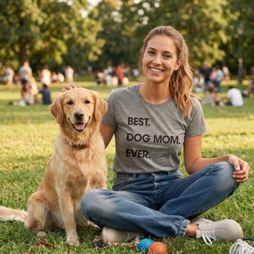 Womens Best Dog Mom Ever T Shirt Funny Mothers Day Puppy Lover Gift Hilarious Funny T Shirts Mother's Day Tops for Women Cool Dog Top Women's Novelty Tees Dark Grey M