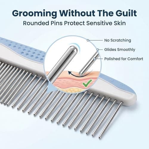 Metal Dog Combs for Grooming Matting, Doodle Brush, Dematting Pet Comb, Grooming Tools, Detangler Brush, Dematting Tools for Dogs, 2 Pack