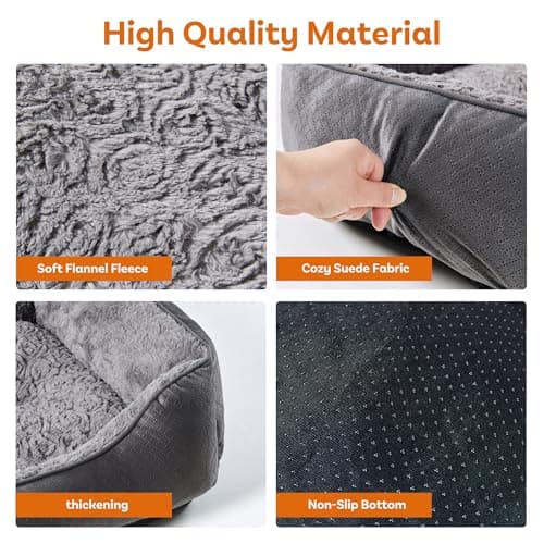 Dog Bed for Small Dogs Washable, Super Soft Durable Cat Bed, Warming Soft Calming Puppy Bed Pet Bed with Anti-Slip Bottom, Grey, 20 x 19 x 6inch