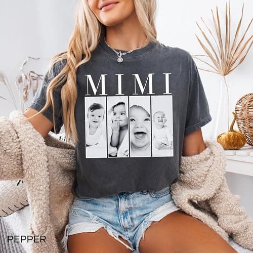 NAZENTI Personalized Grandma Shirt, for Grandma, Custom Grandkids Photo Shirt, Mimi Sweatshirt, Nana Sweater, for Mom Grandmas