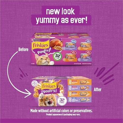 Purina Friskies Gravy Wet Cat Food Variety Pack, Poultry Shreds, Meaty Bits and Prime Filets - (Pack of 32) 5.5 oz. Cans