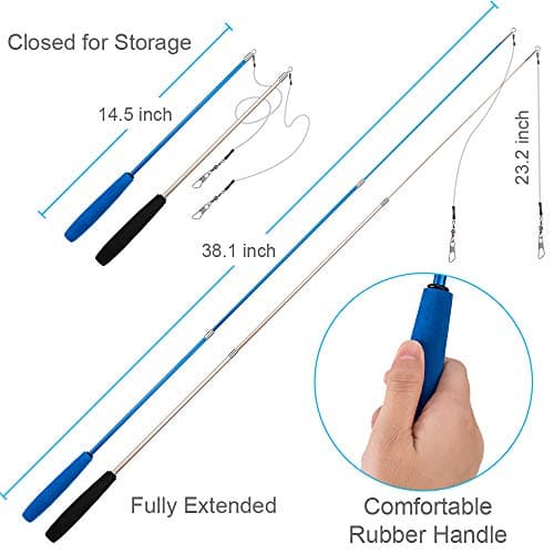JIARON Cat Toys Feather Toy, 2PCS Retractable Wand and 10PCS Replacement Teaser with Bell Refills, Interactive Catcher and Funny Exercise for Kitten.
