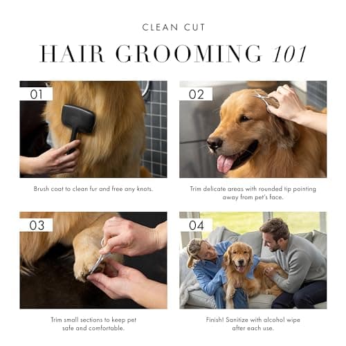 Tweezerman Pet Grooming Scissors, Stainless Steel Rounded Tip Trimming Shears for Dogs and Cats