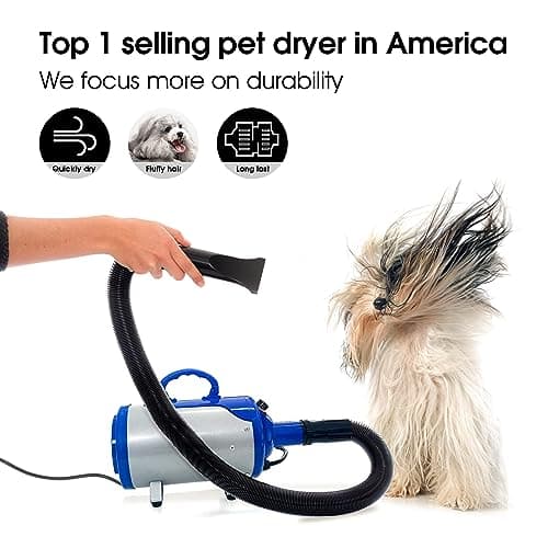 SHELANDY Groomer Partner Pet Hair Force Dryer Dog Grooming Blower with Heater (Blue)