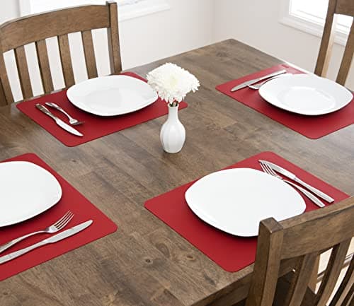 GASARÉ, Placemats Set of 4, Silicone Placemats, Table Mats, Non-Slip, Easy to Clean, Heat Resistant, Flexible, 20% Thicker, 16 x 12 inches x 1.1mm, Red