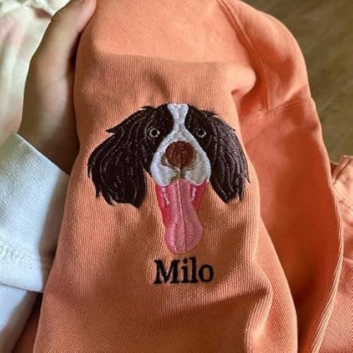 LullabyMall Custom Pet Embroidered Sweatshirt, Custom Dog Face Embroidered Sweatshirt, Dog Mom Sweater,Cat Sweater, Unique Gifts For Pet Lovers, Personalized Gift For Mom