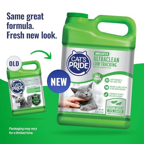 Cat's Pride Max Power: UltraClean Low Tracking Multi-Cat Clumping Litter - Keeps Paws & Home Clean - Up to 10 Days of Powerful Odor Control - 99% Dust Free - Unscented, 15 Pounds