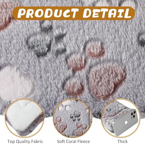 Tuanse 4 Pack Ultra Soft Dog Cat Bed Mat Small Animal Guinea Pig Bed with Cute Print Reversible Fleece Dog Crate Kennel Pad Cozy Washable Thickened Hamster Pet Beds Mat(13 x 19 Inches,Light Gray)