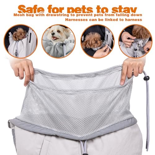 Dog Carrier Sling,Dog Carriers for Small Dogs & Cats Up to 20lbs,Puppy Carrying Backpack Pet Purse with Pockets,Adjustable Shoulder Strap,Hands Free for Travel (Grey)