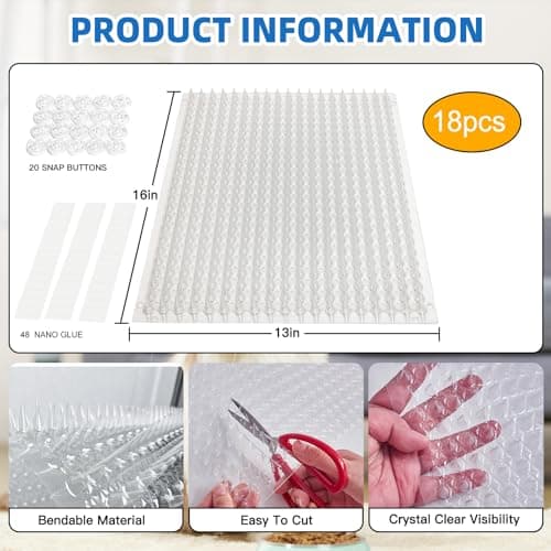 Mardili 12 Pack Scat Mat for Cats with Spikes, Cat Repellent Mat Deterrent Indoor, Training Pads Keep Dogs and Cats Off Couch, Bed, 16 x 13 Inch Garden Scat Mats Outdoor