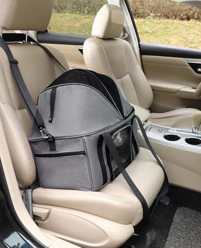 BurgeonNest Top-Expandable Large Cat Carrier, Soft Sided Cat Bag Carrier for Medium Large Pet Up to 15 lbs, Upgraded Small Dog Car Seat, Puppy Travel Bag with Semi-Open Canopy