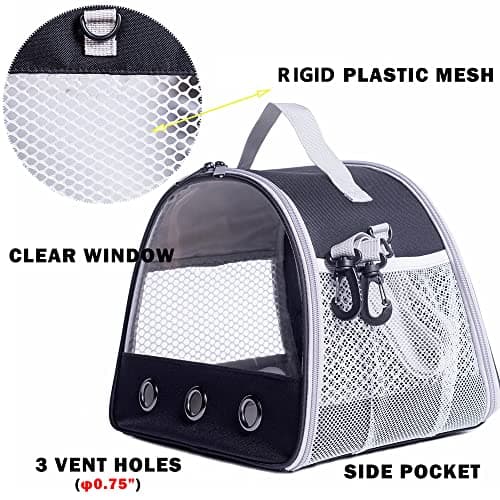 Guinea Pig Carrier Backpack, Clear Bubble Window Backpack for Guinea Pig, Bunny Rat Bird (Black, Carrier)