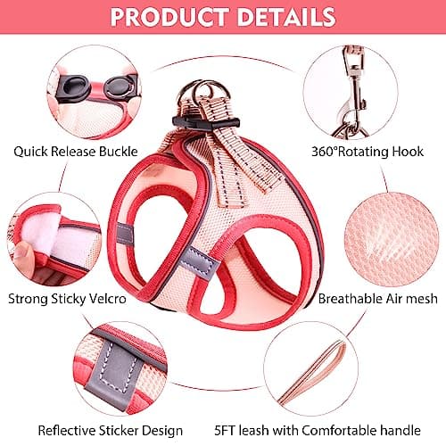 Betmaypet Cat Harness and Leash Set, Soft and Breathable Vest with Reflective Strip, Escape Proof Kitten Harness, Easy to Wear for Cats Walking and Traveling (Purple, M)