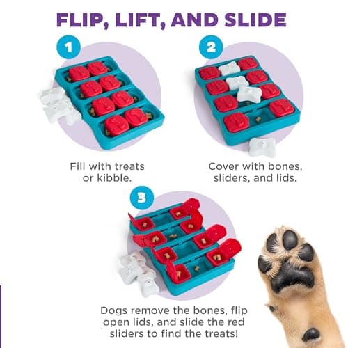 Outward Hound by Nina Ottosson Dog Brick – Interactive Treat Puzzle Enrichment Toy, Level 2 Intermediate