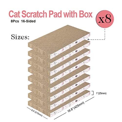 8 Packs in 1 Cat Scratch Pad, Cat Scratcher Cardboard,Reversible,Durable Recyclable Cardboard, Premium Scratch, Suitable for Cats to Rest, Grind Claws and Play