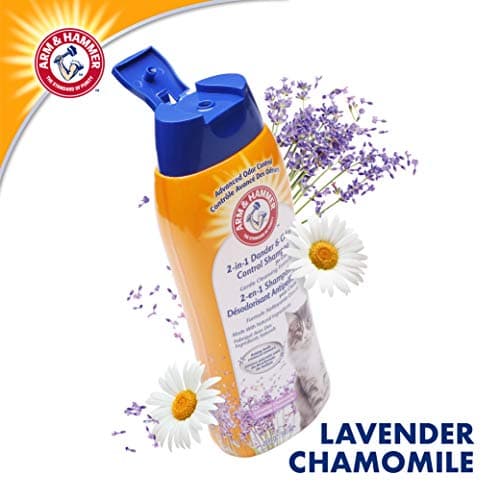 Arm & Hammer 2-in-1 Deodorizing & Dander Reducing Shampoo for Cats, Baking Soda Cat Shampoo for Dander, Odor Control and Coat Cleaning, Lavender Chamomile Scent, 20 Fl Oz