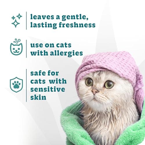 Espree Hypoallergenic Cat Shampoo & Conditioner, Tearless Formula with Aloe Vera, Sulfate-Free, Paraben-Free, Harsh Chemical and Dye-Free, Safe for Sensitive Skin, 12oz
