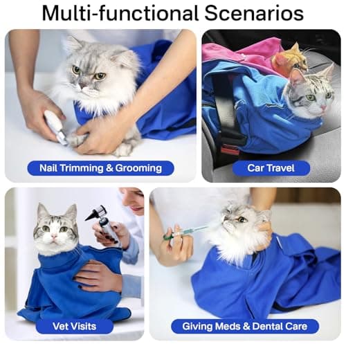 AmKune Cat Carrier Pouch for Medium Cats 10–20 lbs, Soft Cat Carrier with Upgraded Adjustable Strap, Durable Cotton Cat Bag for Nail Trimming, Medication & Vet Visits – Klein Blue