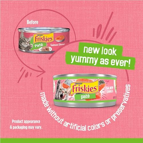 Purina Friskies Wet Cat Food Pate, Pate Salmon Dinner - (Pack of 24) 5.5 oz. Cans