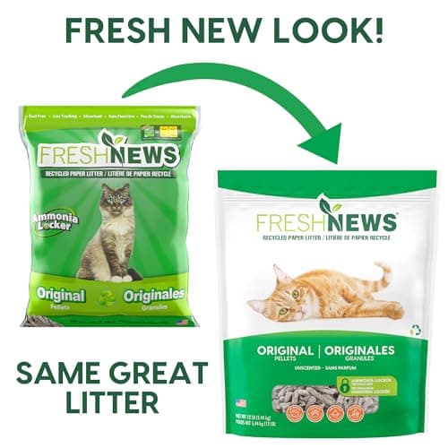 Fresh News Recycled Paper Original Pellet Cat Litter, 25 Pound, Non-Clumping, Unscented, Made in USA