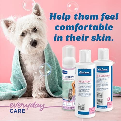 Allermyl Medicated Pet Shampoo Hypoallergenic, Soothing and Moisturizing Shampoo for Allergic Dogs and Cats (by Virbac)