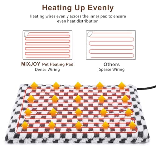 MIXJOY Heated Cat Bed, 11 Adjustable Temperature Cat Heating Pad Indoor with Timer, Pet Heating Pads for Cats Dogs, Electric Dog Heating Pad with Washable Cover, Heated Pet bed-18''x16'', Small