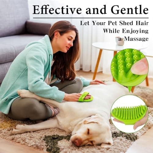 2PCS Dog Bath Brush Set | Adjustable Handle Dog Scrubber for Shampooing, Deshedding & Massaging, Suitable for Pets (Green Blue)