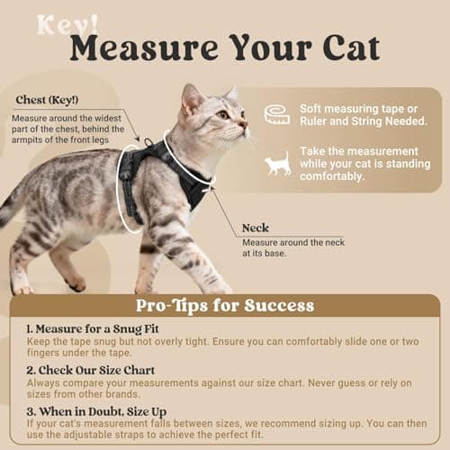 rabbitgoo Cat Harness and Leash, Escape Proof Vest with 3 Adjustable Buckles, Soft Comfortable Kitten Harness, Easy to Wear, Reflective for Safe Outdoor Walking, Small, Black