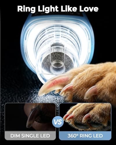 7-Speed Dog & Cat Nail Grinder with Light - Ring LED Safe to Avoid Overcut, Quiet Low Vibration & Powerful Fast, Cordless Rechargeable Toenail Trimmer for Small & Large Puppy & Breeds Paws(Blue)