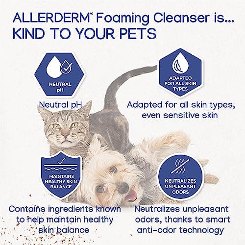 ALLERDERM Foaming Cleanser- Rinse-Free Waterless Micellar Foam for Dogs and Cats with Sensitive Skin by Virbac