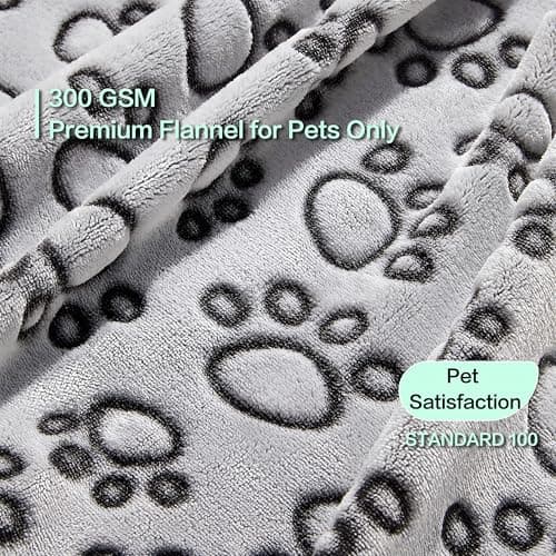 Stuffed Premium Soft Dog Blanket, with Flannel Grey Cute Paw Print, 43 * 66 inches Medium Large Size, Self Warming Cat Blanket Puppy Supplies Dog Products Stuff Essentials